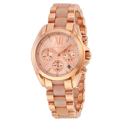 michael kors bradshaw rose gold plated tortoiseshell chronograph ladies watch|Michael Kors Watch.